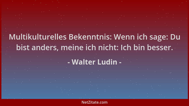 Walter Ludin - Multikulturelles Bekenntnis: Wenn ich sage: Du bist anders, meine ich nicht: Ich bin besser....