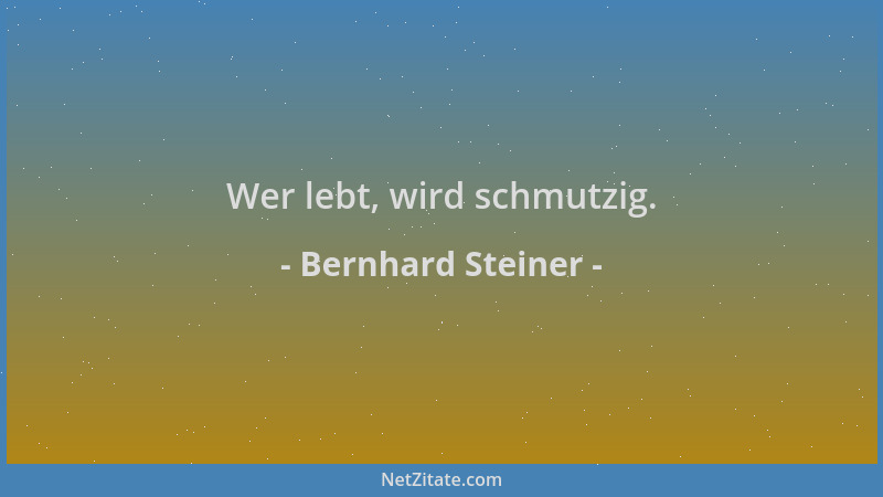 Bernhard Steiner - Wer lebt, wird schmutzig....