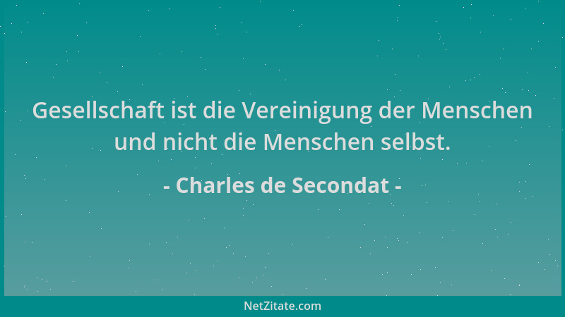 Charles de Secondat - Gesellschaft ist die Vereinigung der Menschen und nicht die Menschen selbst....