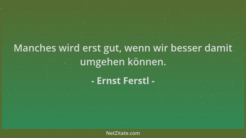 Ernst Ferstl - Manches wird erst gut, wenn wir besser damit umgehen können....