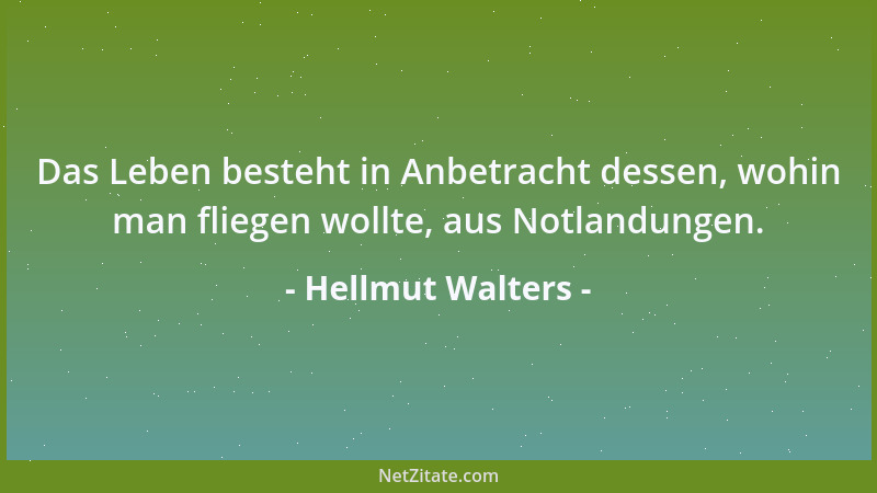 Hellmut Walters - Das Leben besteht in Anbetracht dessen, wohin man fliegen wollte, aus Notlandungen....