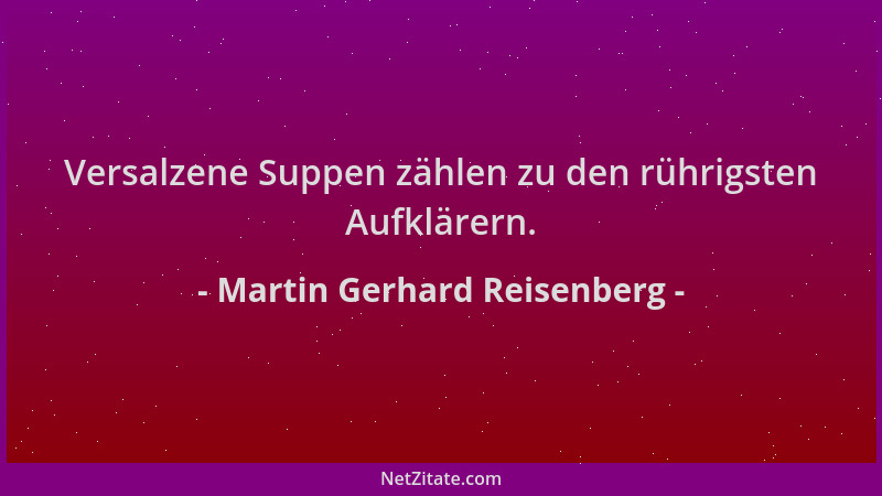 Martin Gerhard Reisenberg - Versalzene Suppen zählen zu den rührigsten Aufklärern....