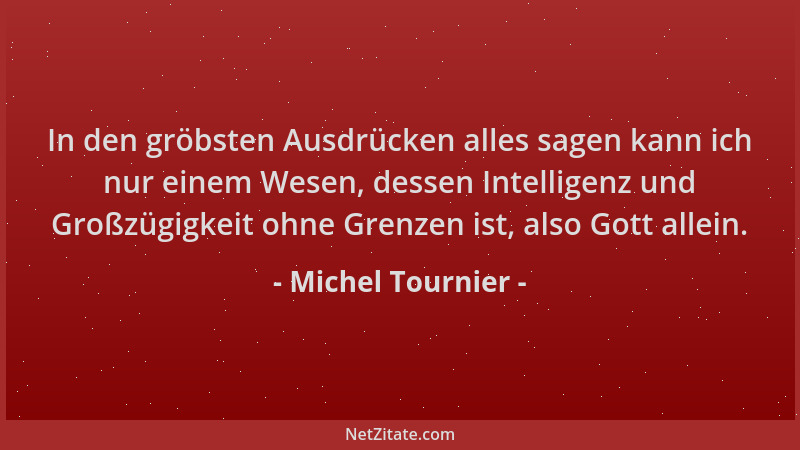Michel Tournier - In den gröbsten Ausdrücken alles sagen kann ich nur einem Wesen, dessen Intelligenz und Großzügigkeit ohn...
