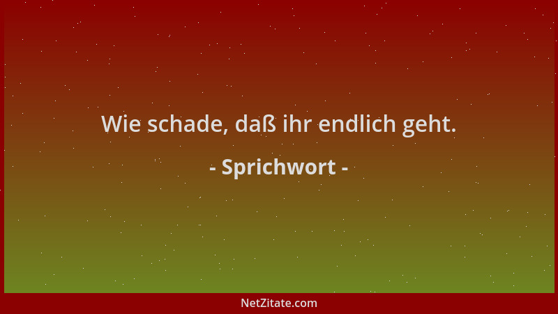 Sprichwort - Wie schade, daß ihr endlich geht....