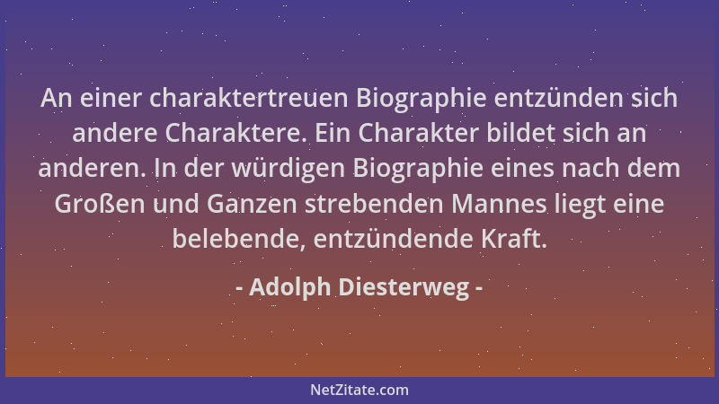 Adolph Diesterweg - An einer charaktertreuen Biographie entzünden sich andere Charaktere. Ein Charakter bildet sich an ande...