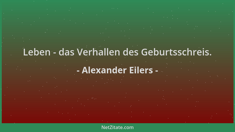 Alexander Eilers - Leben - das Verhallen des Geburtsschreis....