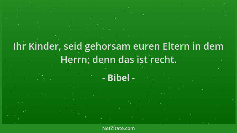 Bibel - Ihr Kinder, seid gehorsam euren Eltern in dem Herrn; denn das ist recht....