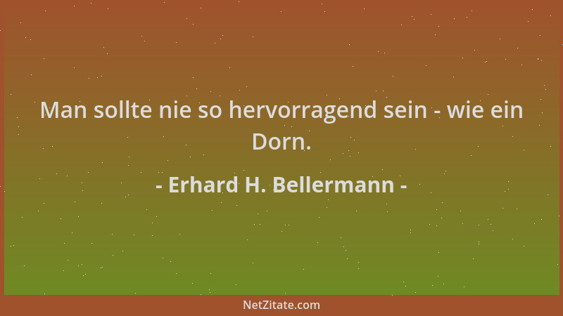 Erhard H. Bellermann - Man sollte nie so hervorragend sein - wie ein Dorn....