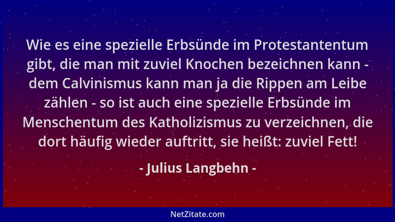 Julius Langbehn - Wie es eine spezielle Erbsünde im Protestantentum gibt, die man mit zuviel Knochen bezeichnen kann - dem...