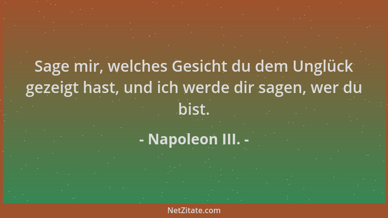 Napoleon III. - Sage mir, welches Gesicht du dem Unglück gezeigt hast, und ich werde dir sagen, wer du bist....