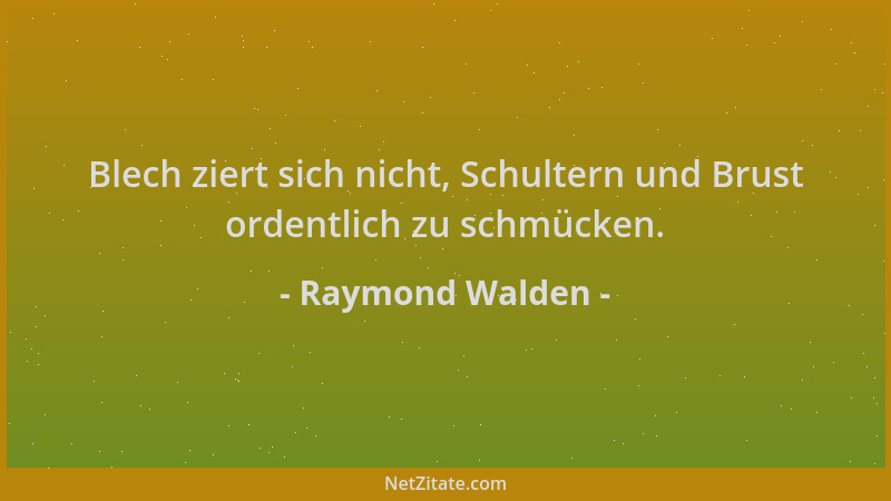 Raymond Walden - Blech ziert sich nicht, Schultern und Brust ordentlich zu schmücken....