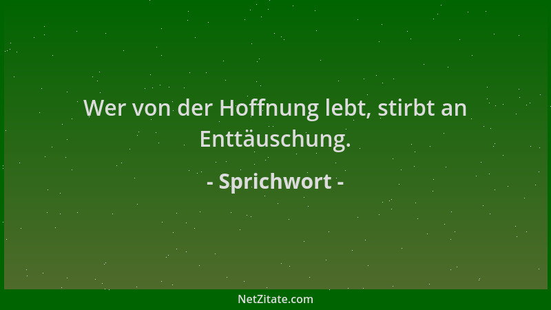 Sprichwort - Wer von der Hoffnung lebt, stirbt an Enttäuschung....