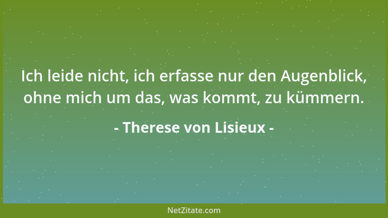 Therese von Lisieux - Ich leide nicht, ich erfasse nur den Augenblick, ohne mich um das, was kommt, zu kümmern....