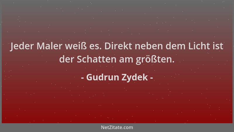 Gudrun Zydek - Jeder Maler weiß es. Direkt neben dem Licht ist der Schatten am größten....