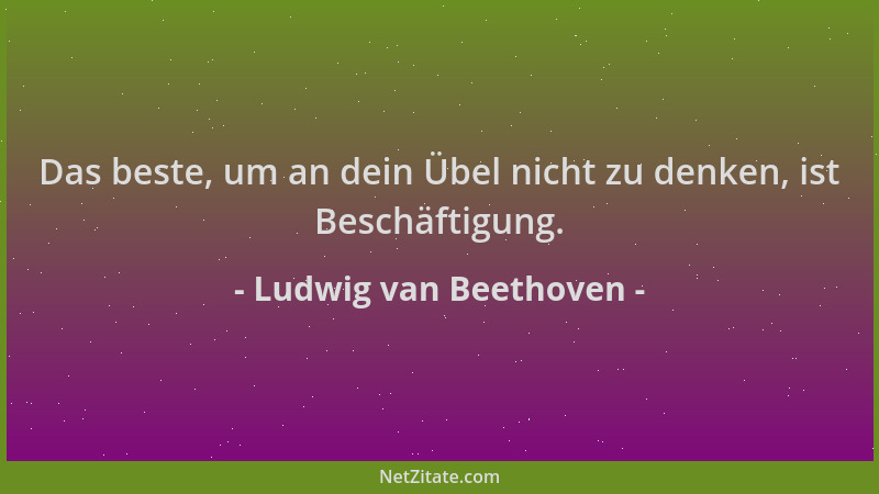 Ludwig van Beethoven - Das beste, um an dein Übel nicht zu denken, ist Beschäftigung....