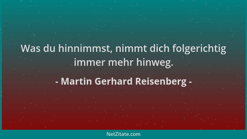 Martin Gerhard Reisenberg - Was du hinnimmst, nimmt dich folgerichtig immer mehr hinweg....