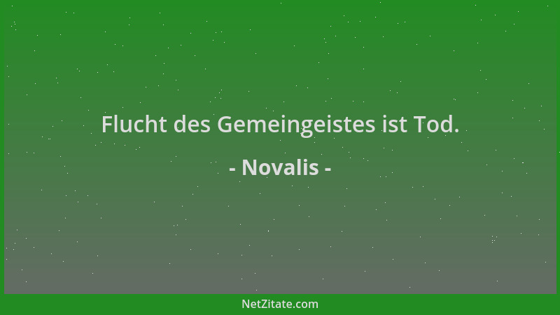 Novalis - Flucht des Gemeingeistes ist Tod....