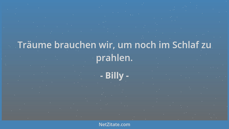 Billy - Träume brauchen wir, um noch im Schlaf zu prahlen....