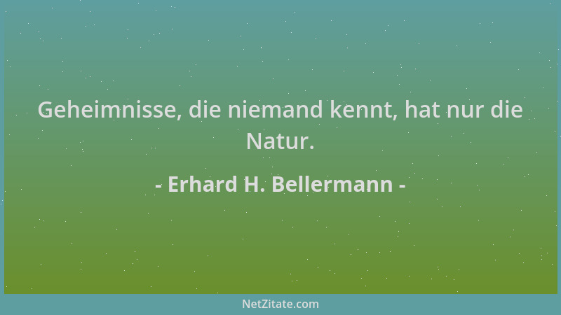 Erhard H. Bellermann - Geheimnisse, die niemand kennt, hat nur die Natur....