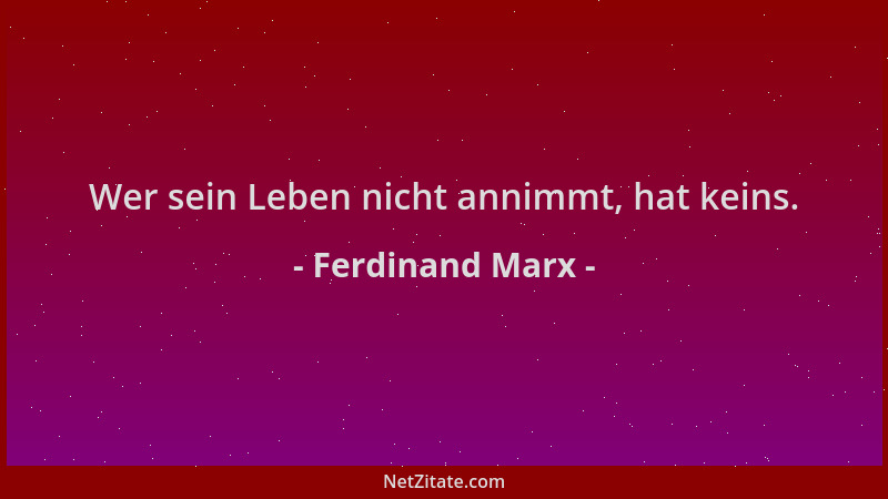 Ferdinand Marx - Wer sein Leben nicht annimmt, hat keins....