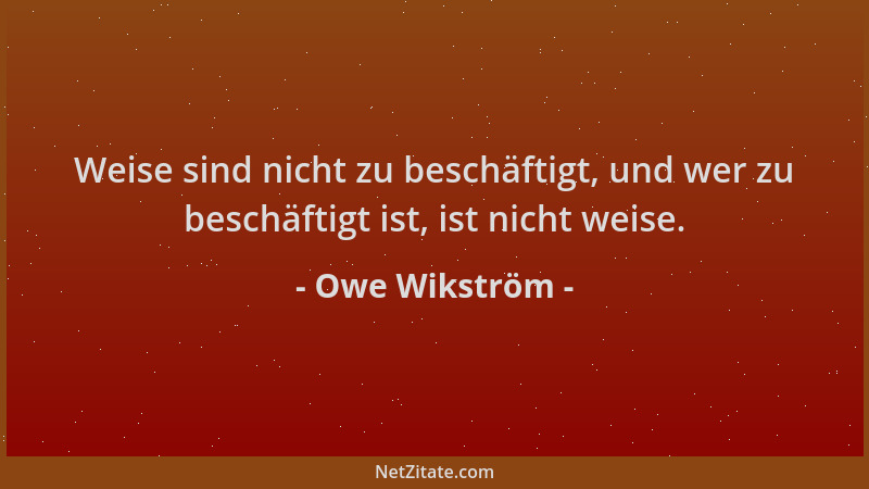 Owe Wikström - Weise sind nicht zu beschäftigt, und wer zu beschäftigt ist, ist nicht weise....