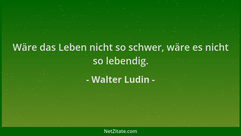 Walter Ludin - Wäre das Leben nicht so schwer, wäre es nicht so lebendig....