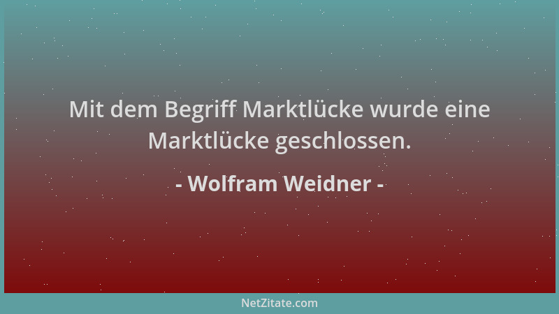 Wolfram Weidner - Mit dem Begriff Marktlücke wurde eine Marktlücke geschlossen....