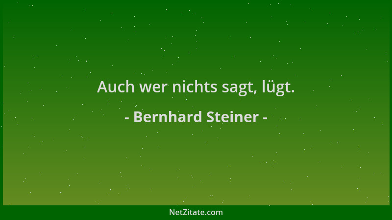 Bernhard Steiner - Auch wer nichts sagt, lügt....