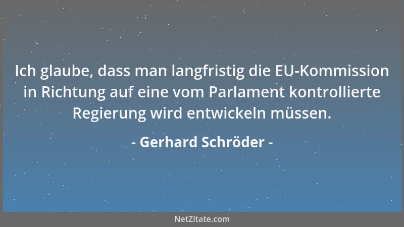 Gerhard Schröder - Ich glaube, dass man langfristig die EU-Kommission in Richtung auf eine vom Parlament kontrollierte Regi...