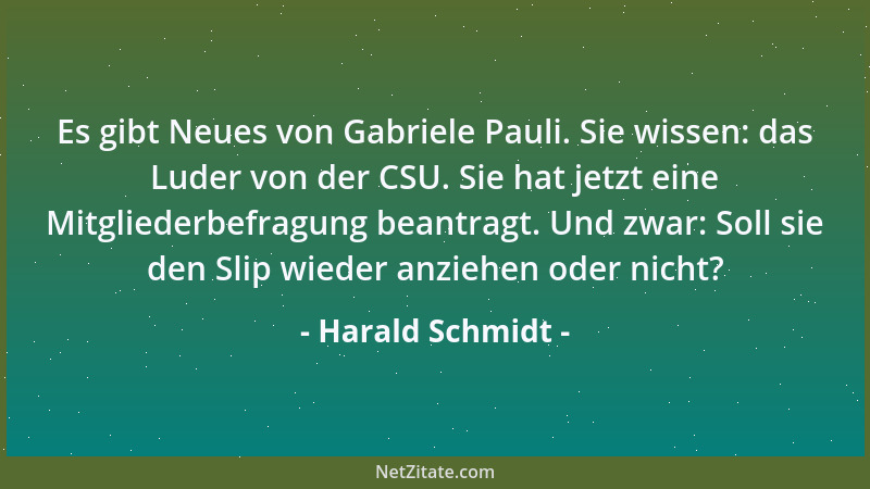 Harald Schmidt - Es gibt Neues von Gabriele Pauli. Sie wissen: das Luder von der CSU. Sie hat jetzt eine Mitgliederbefragun...