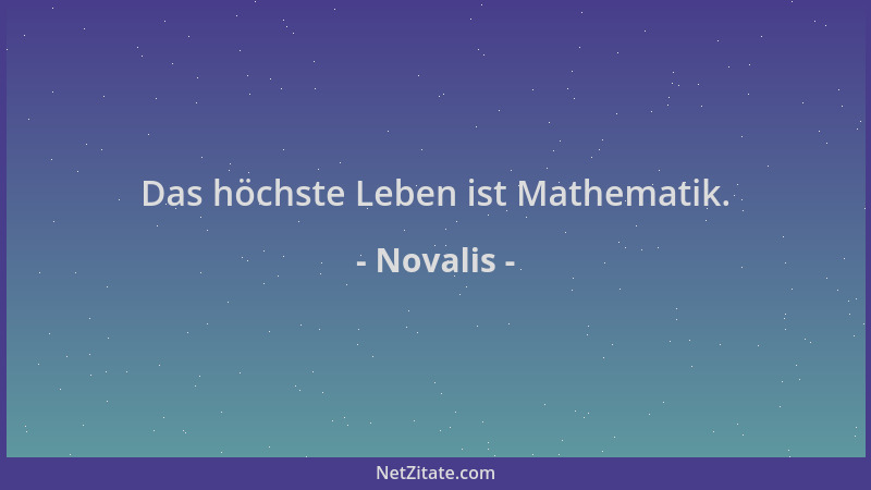 Novalis - Das höchste Leben ist Mathematik....