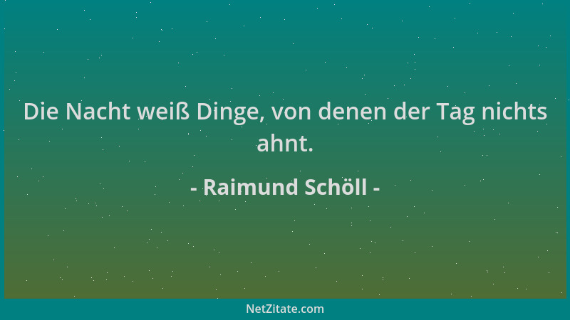 Raimund Schöll - Die Nacht weiß Dinge, von denen der Tag nichts ahnt....