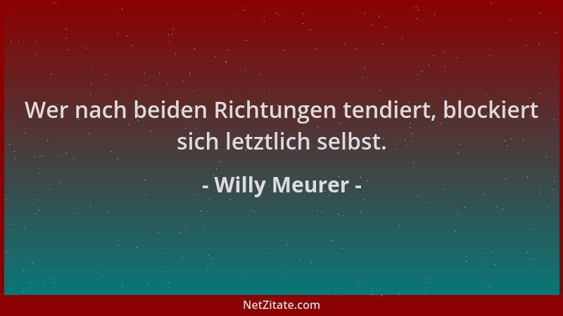 Willy Meurer - Wer nach beiden Richtungen tendiert, blockiert sich letztlich selbst....