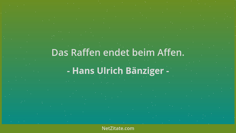 Hans Ulrich Bänziger - Das Raffen endet beim Affen....