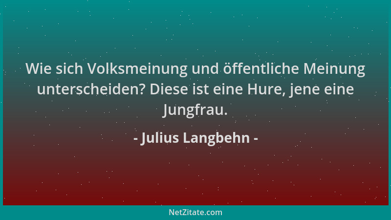 Julius Langbehn - Wie sich Volksmeinung und öffentliche Meinung unterscheiden? Diese ist eine Hure, jene eine Jungfrau....