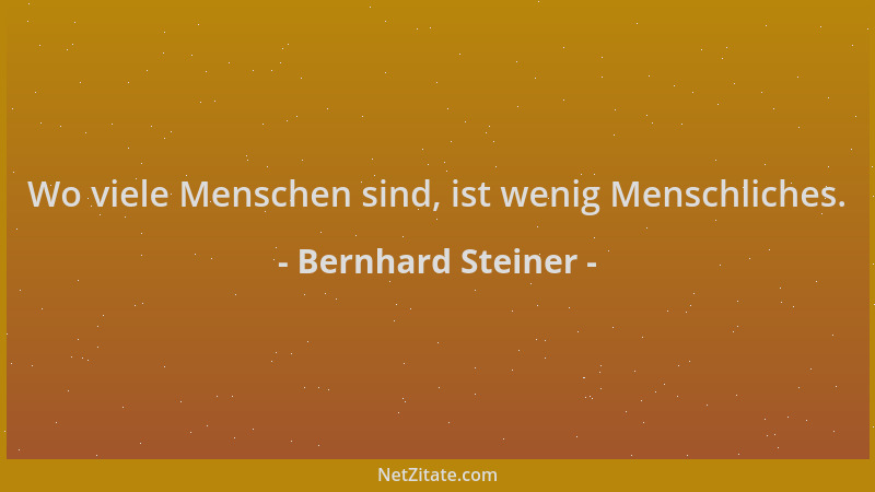 Bernhard Steiner - Wo viele Menschen sind, ist wenig Menschliches....