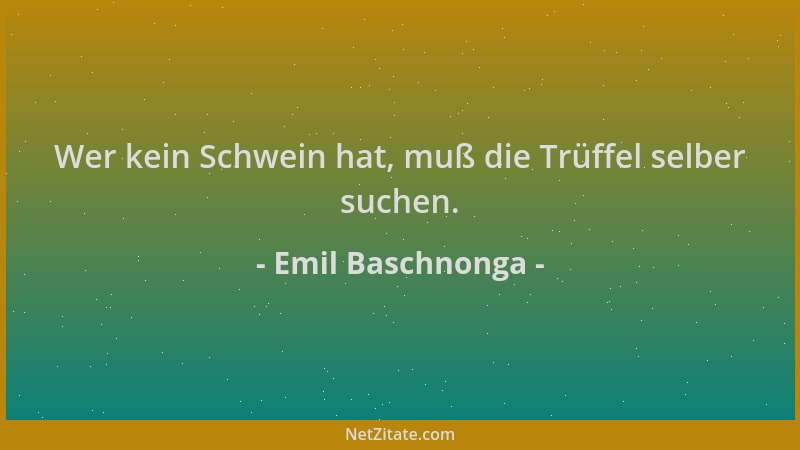 Emil Baschnonga - Wer kein Schwein hat, muß die Trüffel selber suchen....