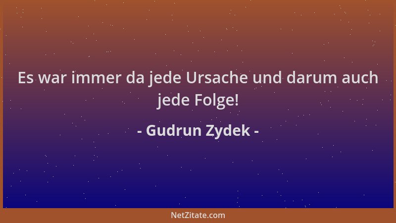 Gudrun Zydek - Es war immer da jede Ursache und darum auch jede Folge!...