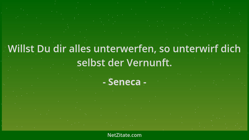 Seneca - Willst Du dir alles unterwerfen, so unterwirf dich selbst der Vernunft....