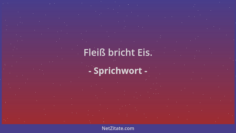 Sprichwort - Fleiß bricht Eis....