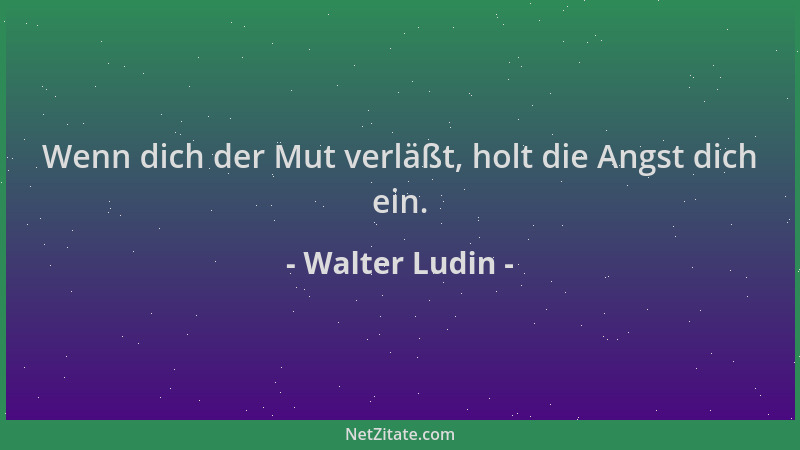 Walter Ludin - Wenn dich der Mut verläßt, holt die Angst dich ein....