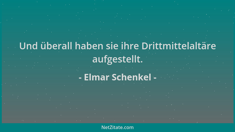 Elmar Schenkel - Und überall haben sie ihre Drittmittelaltäre aufgestellt....