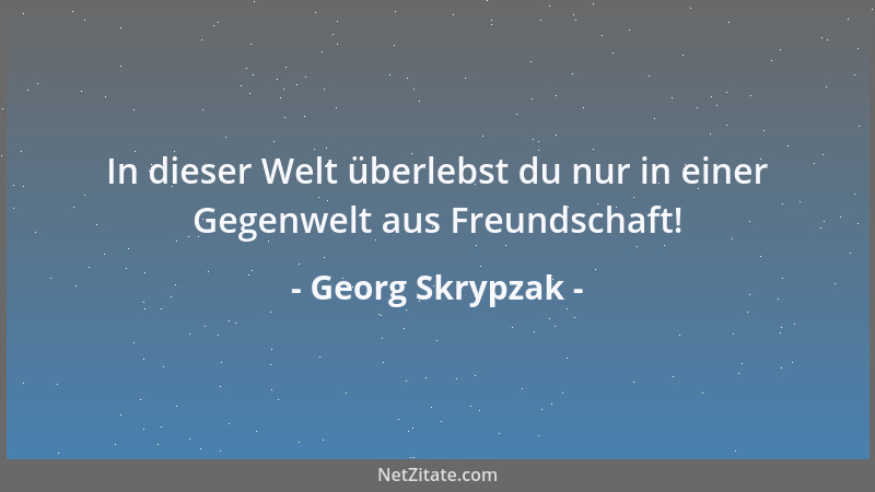 Georg Skrypzak - In dieser Welt überlebst du nur in einer Gegenwelt aus Freundschaft!...