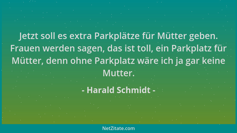 Harald Schmidt - Jetzt soll es extra Parkplätze für Mütter geben. Frauen werden sagen, das ist toll, ein Parkplatz für Mütt...