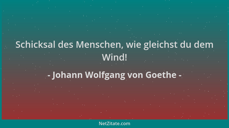 Johann Wolfgang von Goethe - Schicksal des Menschen, wie gleichst du dem Wind!...