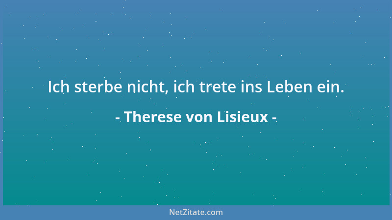 Therese von Lisieux - Ich sterbe nicht, ich trete ins Leben ein....