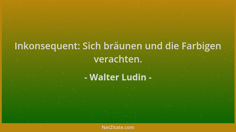 Walter Ludin - Inkonsequent: Sich bräunen und die Farbigen verachten....