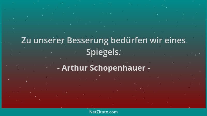Arthur Schopenhauer - Zu unserer Besserung bedürfen wir eines Spiegels....