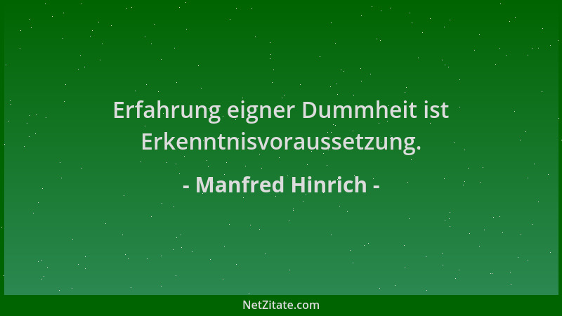 Manfred Hinrich - Erfahrung eigner Dummheit ist Erkenntnisvoraussetzung....