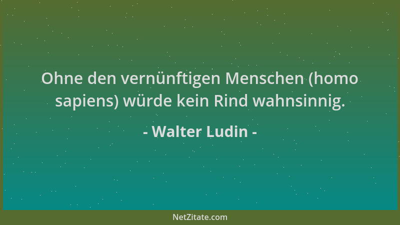 Walter Ludin - Ohne den vernünftigen Menschen (homo sapiens) würde kein Rind wahnsinnig....